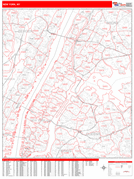 New York Digital Map Red Line Style